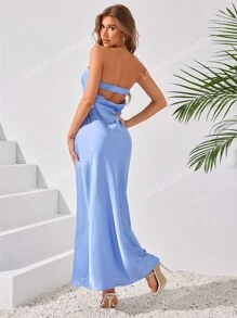 LOVE&LEMONADE Ladies' Solid Color Simple Style Everyday Strapless Dress Elegant Bridesmaid Dress