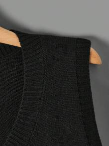 Flirla Chaleco de punto para mujer de talla grande en unicolor