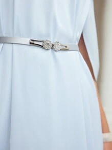 MOTF PREMIUM SOLID COLD SHOULDER FOLD PLEATED DRESS WITH BELT