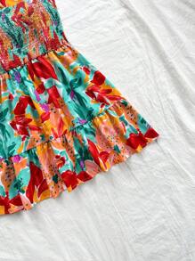 Soleia Women's Holiday Style Printed Spaghetti Strap Dress