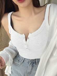 DAZY Ladies' Solid Color Summer Cami Top Tank Tops