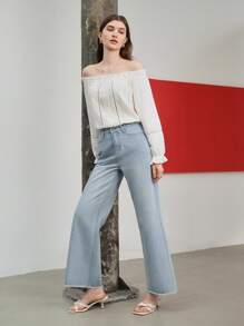 MOTF STUDIO SOLID RAW EDGE STRAIGHT LEG JEANS
