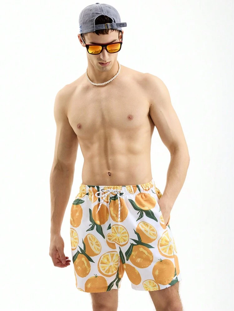 Men's Summer Fashionable Beach Print Loose Fit Vacation Shorts