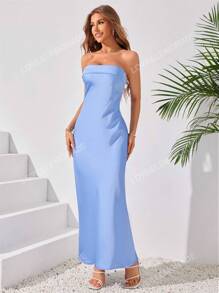 LOVE&LEMONADE Ladies' Solid Color Simple Style Everyday Strapless Dress Elegant Bridesmaid Dress