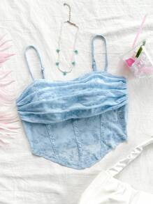 Soleia Women's Flocked Mesh Camisole Top For Vacation