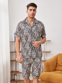 Set Homewear Estivo da Uomo con Maniche Corte e Pantaloncini Casuali