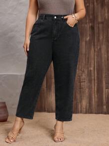 EMERY ROSE Plus Size Casual Black Straight Leg Jeans