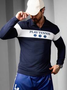 Manfinity Sport Corelite Boyfriend Style Men's Fashionable Loose Casual Long Sleeve Collar Turn-Down Sports Sweatshirt Boyfriend Style Men Sweatshirt