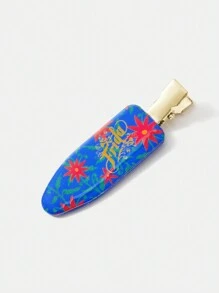 Frida Kahlo X SHEIN 6pcs Flower And Butterfly Print Crease-Free Hair Clips, These Hair Clips Leave No Marks