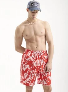 Surfspeed Men's Plus Size Vacation Style Loose Printed Beach Shorts - Multicolor - View 3