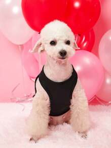 PETSIN 1pc Black Minimalist Heart Printed Pet Dog/Cat Summer Breathable Vest