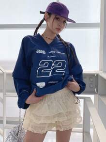 DAZY Women's Sweet Multilayer Mesh Skort For Summer