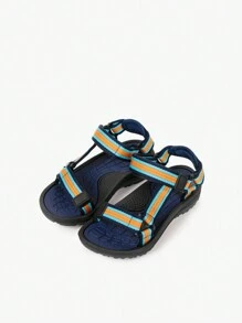 JNSQ Children Spring Summer Striped Road Sports Sandals Lightweight Breathable Anti-Skid Wear-Resistant Quick-Drying Two-Row Buckle Easy To Put On And Take Off School Season Campus Shoes - Multicolor - View 6