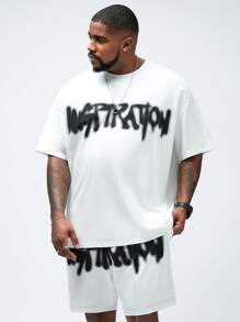 Manfinity VCAY 2 pezzi Set di magliette a manica corta casual a maglia per uomo di taglia extra-large