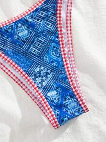 SHEIN Swim Women Bikini Set, Random Print, Micro Triangle Summer Beach - Multicolor - View 6