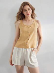 Ocili Leisure Women's Fashion Solid Color Sleeveless Homewear Top