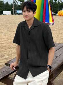 DAZY Camisa casual sólida de manga corta para hombre de verano