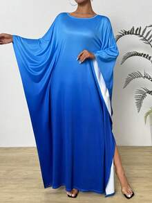 SHEIN Privé Women's Fashion Loose Fit Long Ombre Dress - Blue - View 3