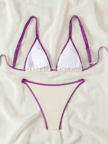 SHEIN Swim Women Sexy Contrast Color Bikini Set For Vacation,Summer Beach