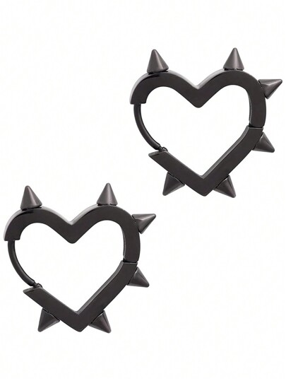 Grunge Punk 1pair Gothic Style Thorn Heart Shaped Earrings For Women Valentines,Mom,Mother,Mother's Day,Gift, Halloween