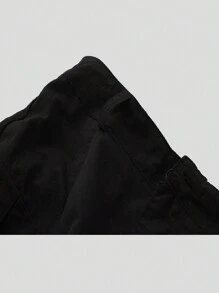 SHEIN Unity Falda de estilo punk para mujer, de unicolor y con bolsillo grande - Negro - Ver 3