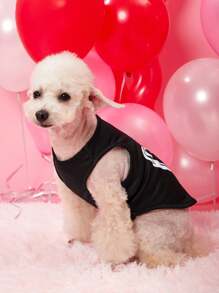 PETSIN 1pc Black Minimalist Heart Printed Pet Dog/Cat Summer Breathable Vest