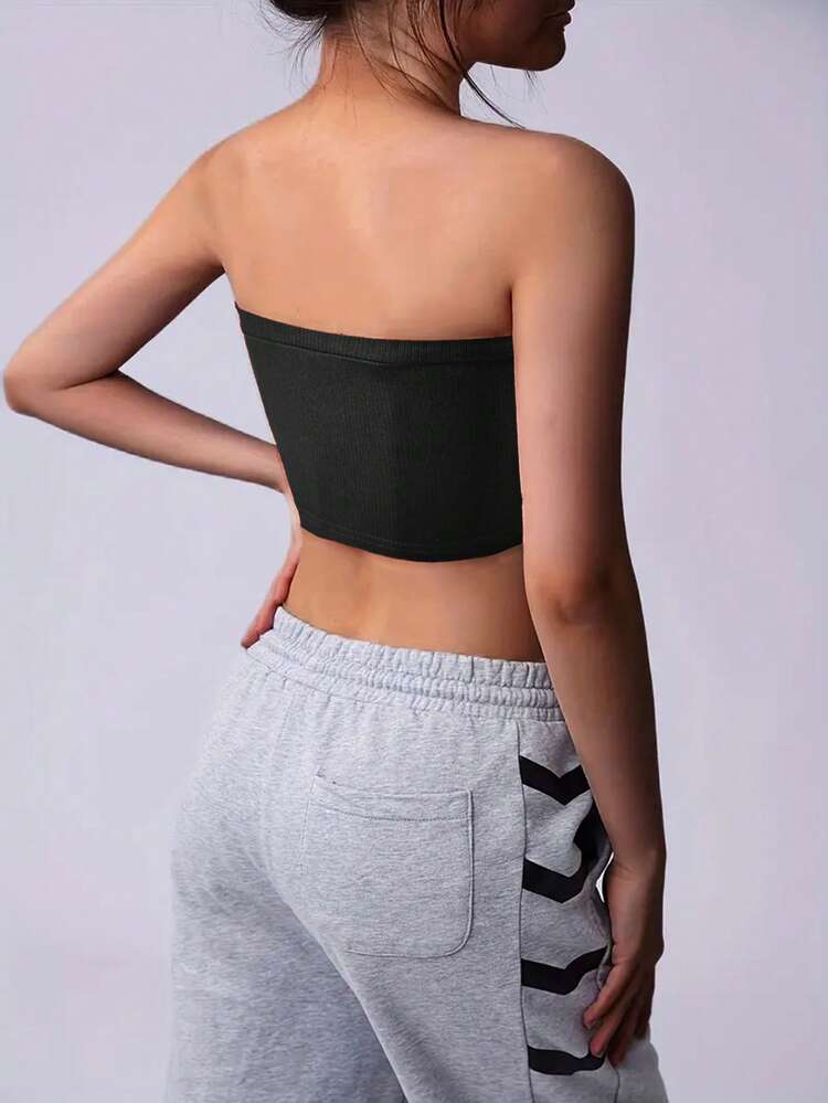 Women's Solid Color Simple Strapless Top For Daily Wear