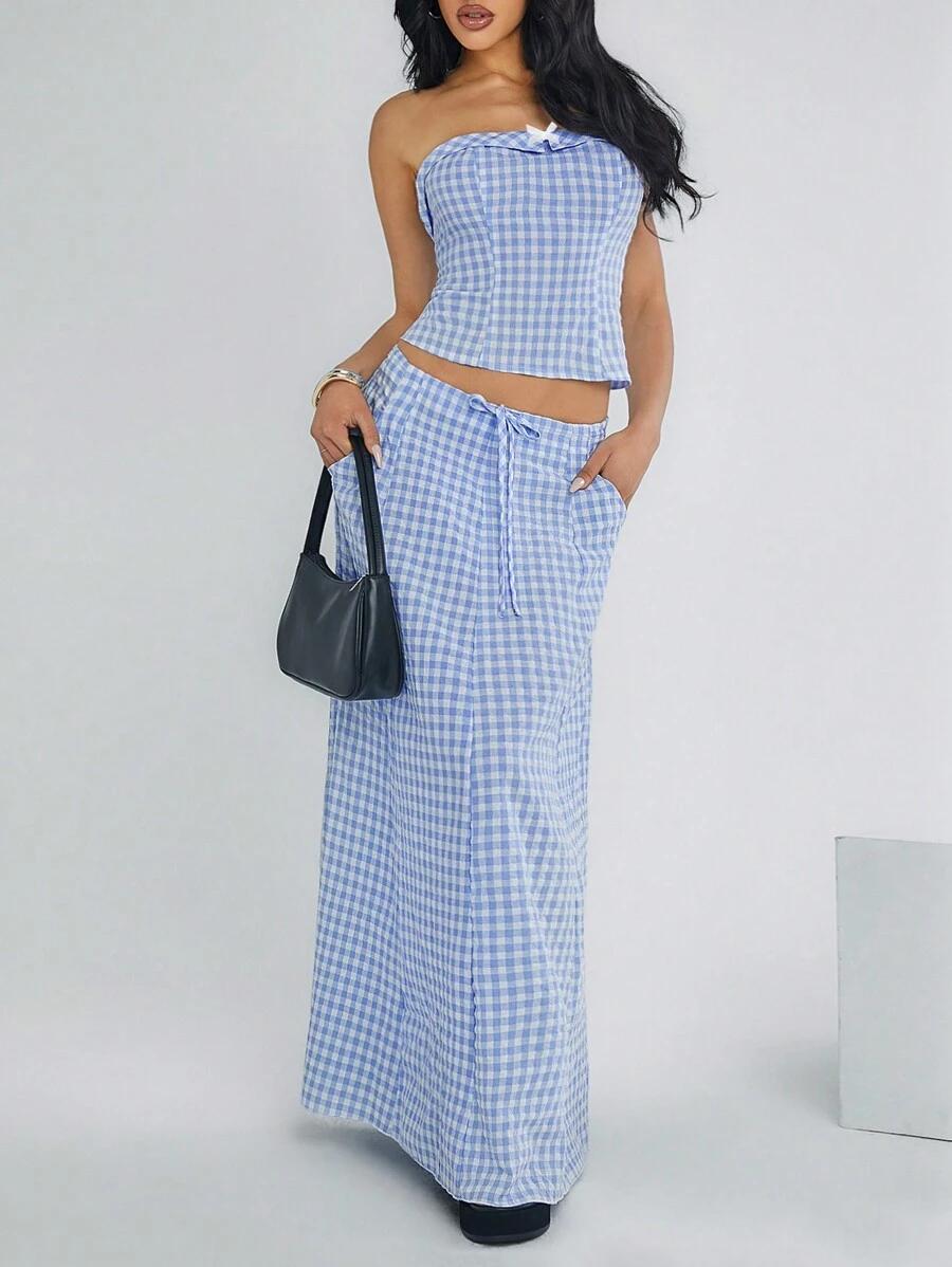 Easelle Tops de algodón para mujeres - Azul y blanco - Ver 1