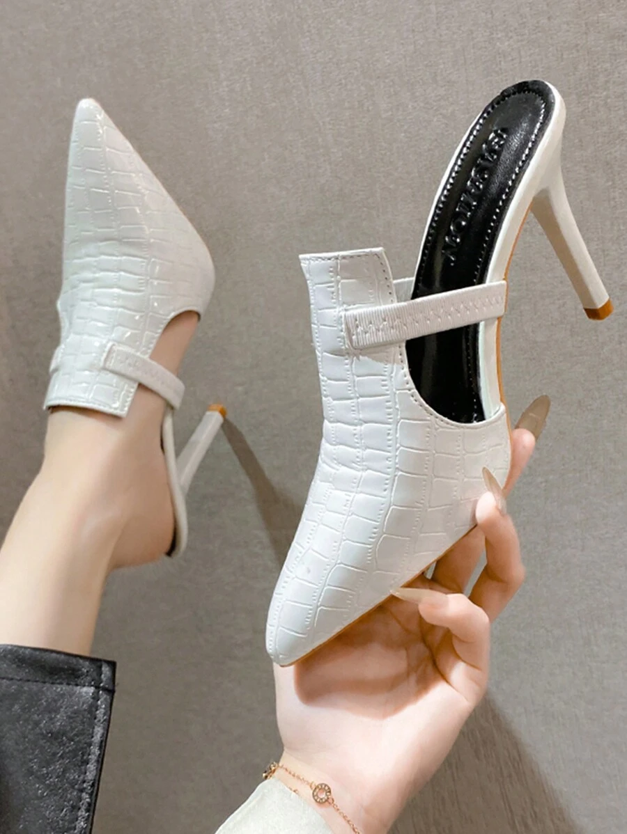 Sandales à bout fermé polyvalentes préférées des femmes, style européen et américain automne/hiver 2025. Sandales élégantes à talon haut et tige basse de couleur unie, mules élégantes