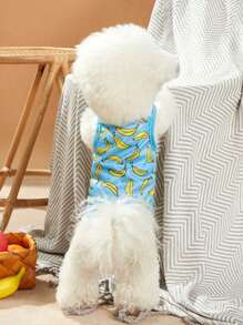 PETSIN 1 件夏季香蕉印花宠物背心 - 轻盈透气，适合炎热夏日；非常适合日常穿着、户外散步、海滩旅行、公园玩耍、家庭野餐、节日派对、热带主题活动和有趣的照片拍摄；为您的宠物的夏季衣橱提供凉爽舒适、充满活力的香蕉设计和俏皮风格 - 彩色 - 查看 4