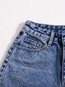 SHEIN EZwear 女士牛仔短裤 - 中等水洗藍 - 查看 4