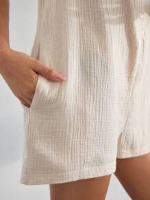 Ocili 女士简约纯色无袖连体衣，适合居家穿着 - 卡其色 - 查看 3
