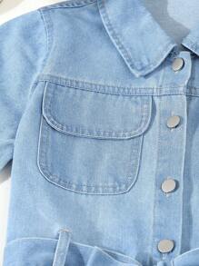 SHEIN Tween Girl Casual And Comfortable Denim Dress - Light Wash - View 5