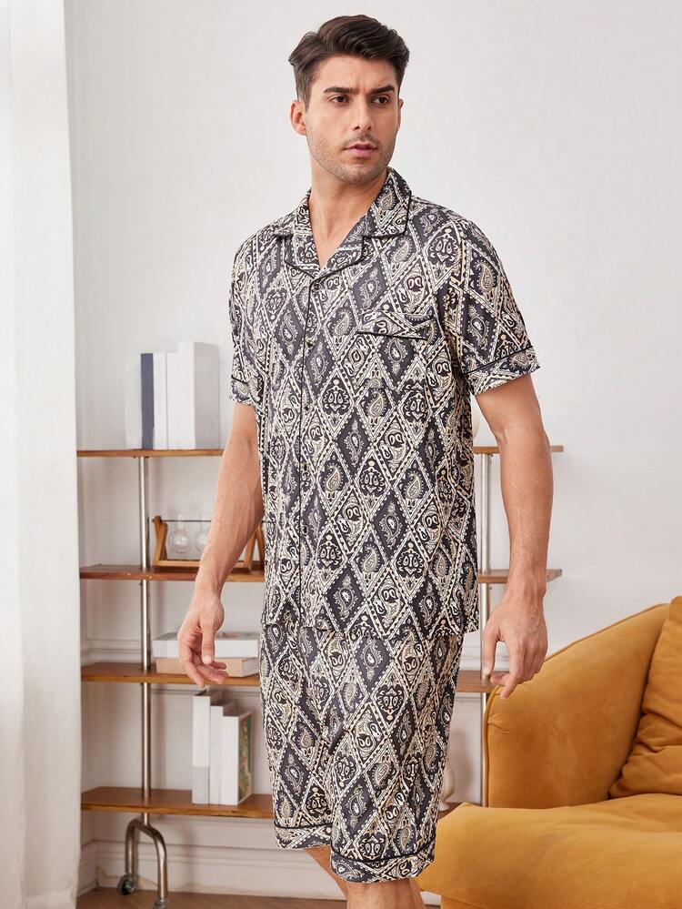 Men's Summer Casual Short Sleeves And Shorts Homewear Set