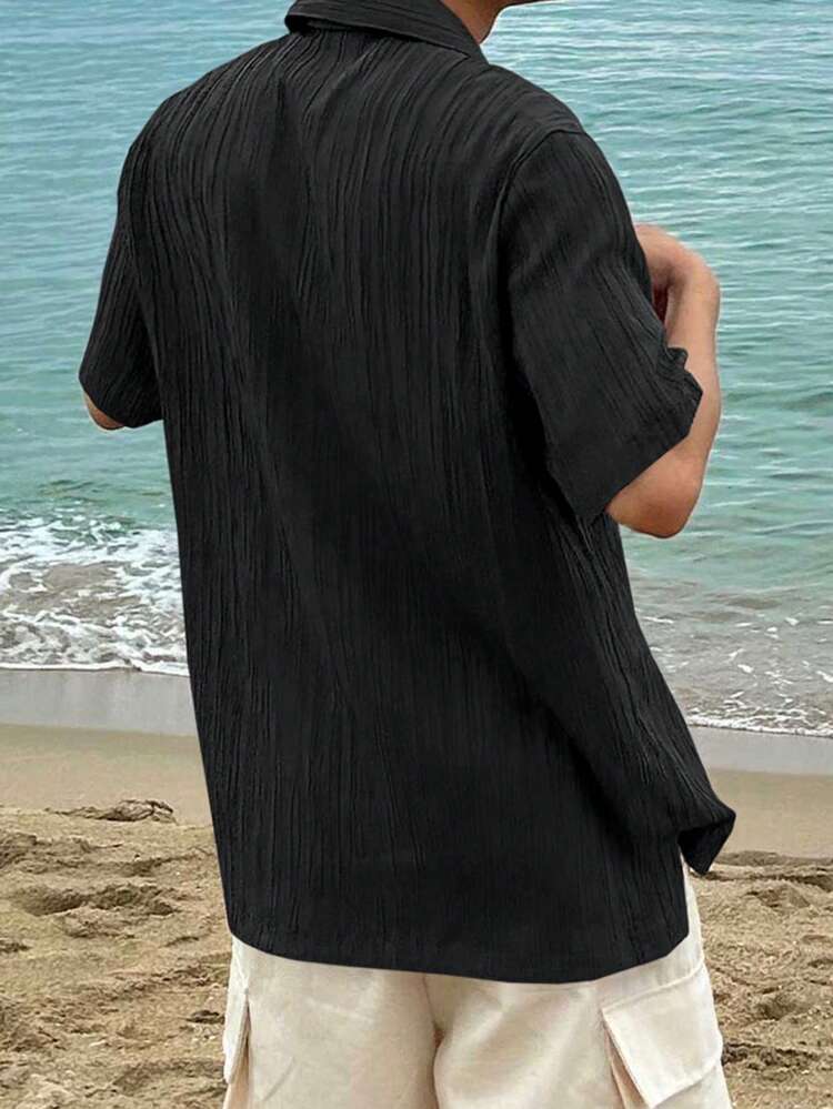 Men's Summer Solid Short Sleeve Casual Shirt Vacation