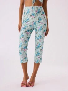 MUSERA 蕾丝七分裤，适合夏季度假，Y2K 90年代风格，伊比沙岛、假日、夜店、节日时尚优雅之选 - 藍色 - 查看 1