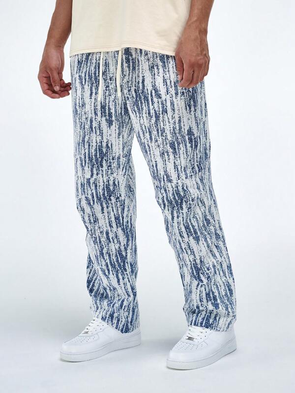 Manfinity EMRG Bărbați Simplu Imprimat Snur Ocazional Bentita Pantaloni Picior Drept Camo Lung Colorat Albastru Deschis Ieșire
