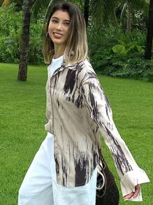 DAZY Women's Tie-Dye Printed Vacation Long Sleeve Shirt - Purple - View 3