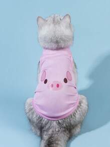 PETSIN 1 件可爱的粉红猪印花宠物背心 - 轻盈透气，适合春季、夏季和初秋；非常适合日常穿着、户外散步、室内玩耍、家庭出游、节日庆祝、生日派对和俏皮的照片拍摄；采用可爱的粉红猪印花，为您的宠物服装增添舒适和乐趣。 - 彩色 - 查看 2