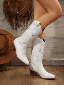 完美搭配白色连衣裙女士细高跟时尚搭配牛仔高跟鞋封闭式鞋头防水厚底晚会银色凉鞋 - 白色 - 查看 4