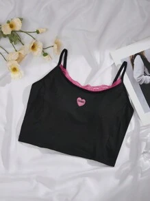 SHEIN Camisola / camiseta / chaleco básico para mujer con encaje impreso y decorado para todas las estaciones
