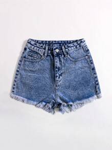 SHEIN EZwear 女士牛仔短裤 - 中等水洗藍 - 查看 5