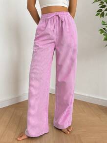 SHEIN EZwear Casual Striped Long Pants For Spring And Summer
