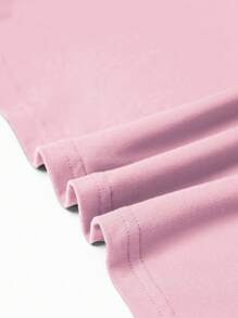 EMERY ROSE Women's Summer Hemmed Round Neck Short Sleeve Casual T-Shirt Graphic Tees Women Tops - Pink - View 3