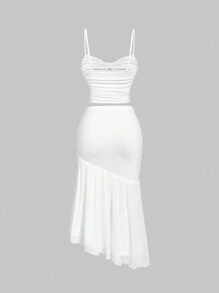 SHEIN MOD Women's White Embroidered Lace Two Pieces Set, Including Long Skirt And Top,Summer Outfits,Graduation White Set