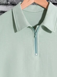 Conjunto de camisa polo de manga corta y shorts de unicolor para hombres - verde menta - Ver 5