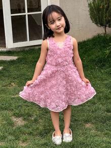 SHEIN Diário de Casamento para Garotas Jovens, Vestido de Princesa para Florista Adequado para Performance, Festa de Noite e Festa de Aniversário