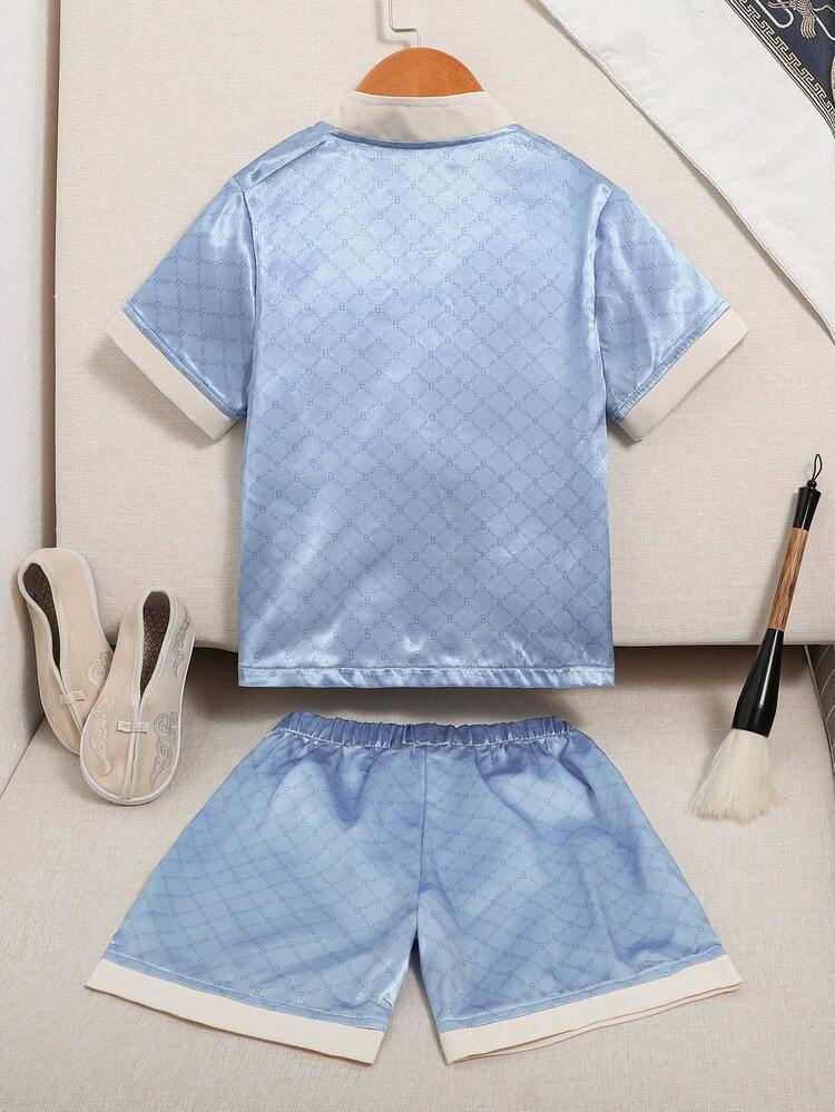 2pcs/Set 100th Birthday Celebration Baby Chinese Tang Suit Dress With Traditional Knot Buttons, Summer