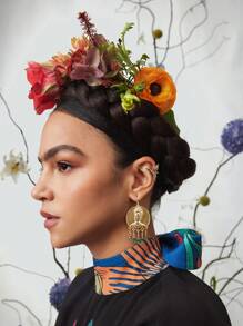 Frida Kahlo X SHEIN 2對組角色設計耳環和耳釘 - 彩色 - 查看 5