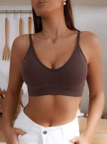 Solid Color Simple Daily Wear Bralette And Wireless Bra (Wire-Free)